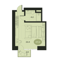 1 ккв № 14 Корп.: З , Секция 1  в ЖК Место в Смолячково