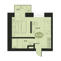 1 ккв № 2 Корп.: О , Секция 1  в ЖК Место в Смолячково