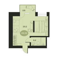 1 ккв № 8 Корп.: О , Секция 1  в ЖК Место в Смолячково