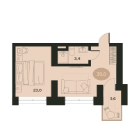 2 ккв № 13 Корп.: О , Секция 1  в ЖК Место в Смолячково