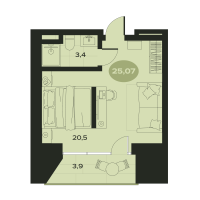1 ккв № 4 Корп.: К , Секция 1  в ЖК Место в Смолячково