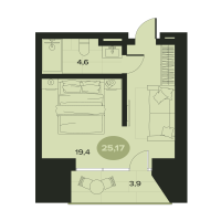 1 ккв № 12 Корп.: К , Секция 1  в ЖК Место в Смолячково
