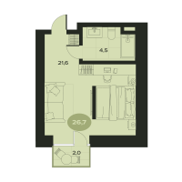 1 ккв № 8 Корп.: И , Секция 1  в ЖК Место в Смолячково