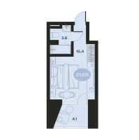 Студия № 3 Корп.: Б , Секция 1  в ЖК Место в Смолячково