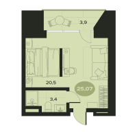 1 ккв № 18 Корп.: К , Секция 1  в ЖК Место в Смолячково
