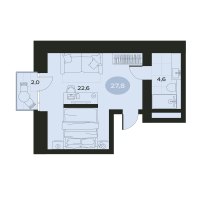 1 ккв № 12 Корп.: И , Секция 1  в ЖК Место в Смолячково