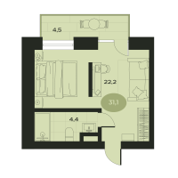 1 ккв № 10 Корп.: О , Секция 1  в ЖК Место в Смолячково