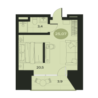 1 ккв № 28 Корп.: К , Секция 1  в ЖК Место в Смолячково