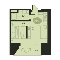 1 ккв № 17 Корп.: К , Секция 1  в ЖК Место в Смолячково