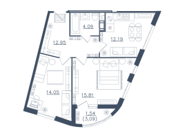 2 ккв № 52 Корп.: 10 , Секция 1  в ЖК Мир внутри