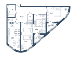 4 ккв (Евро) № 215 Корп.: 17 , Секция 4  в ЖК Мир внутри