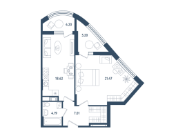 2 ккв (Евро) № 401 Корп.: 17 , Секция 1  в ЖК Мир внутри