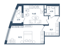 1 ккв № 613 Корп.: 17 , Секция 4  в ЖК Мир внутри