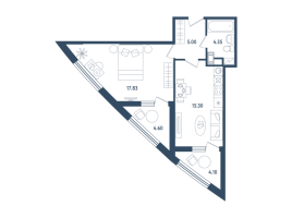 2 ккв (Евро) № 133 Корп.: 17 , Секция 1  в ЖК Мир внутри