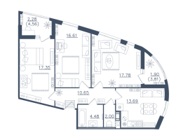 3 ккв № 6 Корп.: 10 , Секция 1  в ЖК Мир внутри