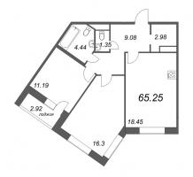 3 ккв (Евро) № 455 Корп.: 3 , Секция 12  в ЖК Modum