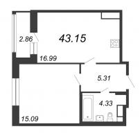 2 ккв (Евро) № 423 Корп.: 2 , Секция 2.10  в ЖК Modum