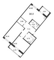 3 ккв (Евро) № 106 Корп.: 2 , Секция 2.3  в ЖК Modum