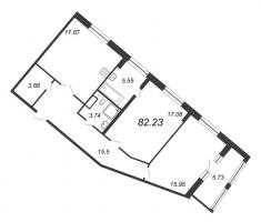 3 ккв (Евро) № 88 Корп.: 1 , Секция 4  в ЖК Modum