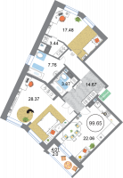 2 ккв № 503 Корп.: 3 , Секция 13  в ЖК Modum