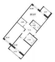 3 ккв (Евро) № 96 Корп.: 2 , Секция 2.3  в ЖК Modum