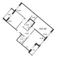 4 ккв (Евро) № 647 Корп.: 2 , Секция 2.17  в ЖК Modum