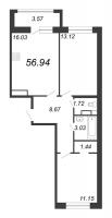 3 ккв (Евро) № 552 Корп.: 2 , Секция 2.14  в ЖК Modum