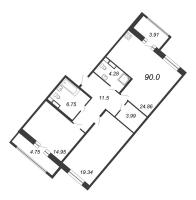 3 ккв (Евро) № 172 Корп.: 2 , Секция 2.4  в ЖК Modum