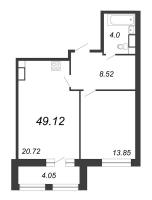 2 ккв (Евро) № 504 Корп.: 2 , Секция 2.12  в ЖК Modum