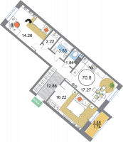 3 ккв (Евро) № 325 Корп.: 3 , Секция 9  в ЖК Modum
