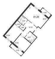 3 ккв (Евро) № 170 Корп.: 2 , Секция 2.4  в ЖК Modum