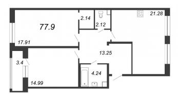 3 ккв (Евро) № 491 Корп.: 2 , Секция 2.12  в ЖК Modum