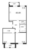 3 ккв (Евро) № 532 Корп.: 2 , Секция 2.13  в ЖК Modum