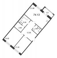 3 ккв (Евро) № 25 Корп.: 2 , Секция 2.1  в ЖК Modum