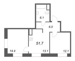 2 ккв № 93 Корп.: 2 , Секция 1  в ЖК Моисеенко 10