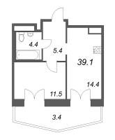 1 ккв № 53 Корп.: 1 , Секция 2  в ЖК Моисеенко 10