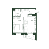 2 ккв (Евро) № 68 Корп.: 2 , Секция 3  в ЖК Моисеенко 10