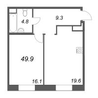 1 ккв № 34 Корп.: 1 , Секция 2  в ЖК Моисеенко 10