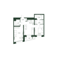3 ккв (Евро) № 39 Корп.: 2 , Секция 2  в ЖК Моисеенко 10