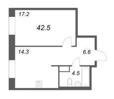 1 ккв № 95 Корп.: 2 , Секция 1  в ЖК Моисеенко 10