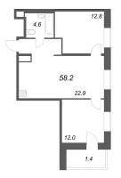 2 ккв № 112 Корп.: 3 , Секция 1  в ЖК Моисеенко 10