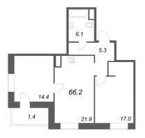 2 ккв № 108 Корп.: 2 , Секция 1  в ЖК Моисеенко 10