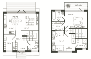 3 ккв (Евро) № 309 Корп.: 61 , Секция 1  в ЖК Моменты.Repino