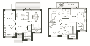 5 ккв (Евро) № 277 Корп.: 54 , Секция 1  в ЖК Моменты.Repino