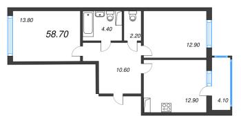 2 ккв № 397 Корп.: 1 , Секция 8  в ЖК Монография