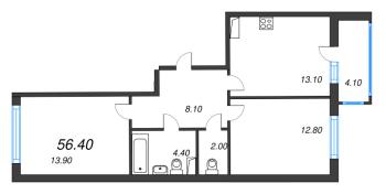 2 ккв № 328 Корп.: 1 , Секция 7  в ЖК Монография