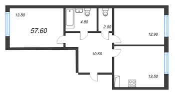 2 ккв № 367 Корп.: 1 , Секция 8  в ЖК Монография