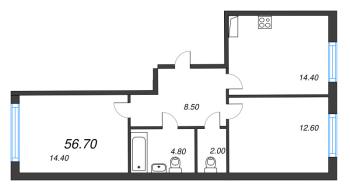 2 ккв № 363 Корп.: 1 , Секция 8  в ЖК Монография