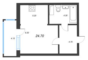 Студия № 466 Корп.: 1 , Секция 9  в ЖК Монография