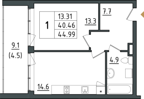 2 ккв № 311-Н Корп.: 1 , Секция 1  в ЖК Морская Ривьера